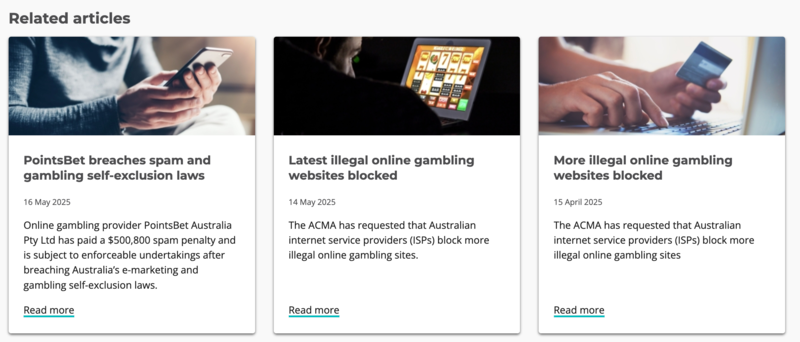 Check if your casino is licensed via the official ACMA website